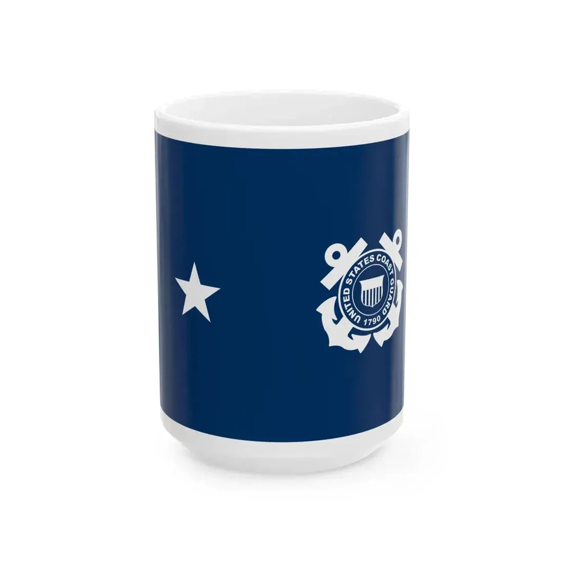 USCG Rear Admiral Flag Lower Half (United States) White Coffee Mug 15oz - Go Mug Yourself