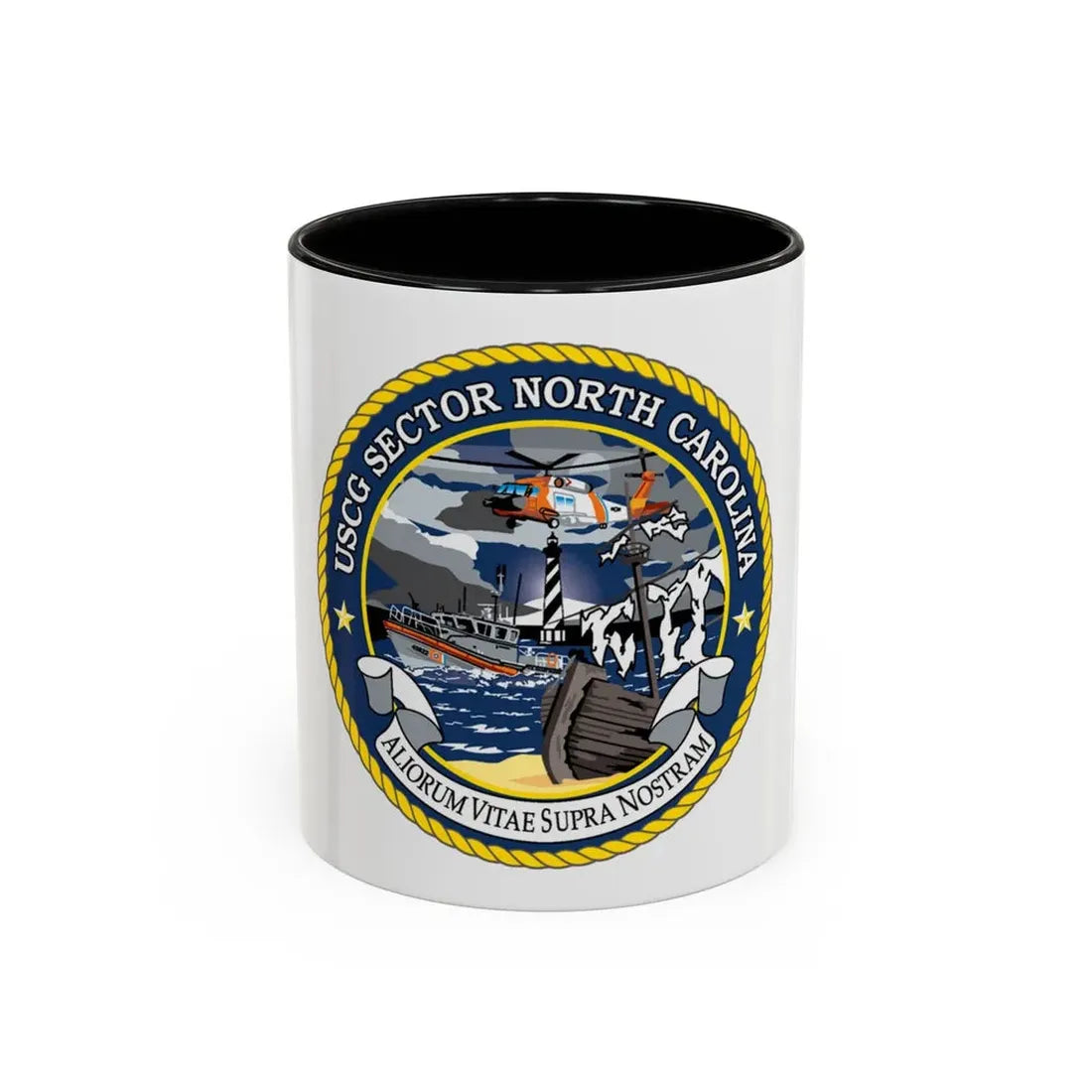 USCG Secctor North Carolina (U.S. Coast Guard) Accent Coffee Mug 11oz Black - Go Mug Yourself