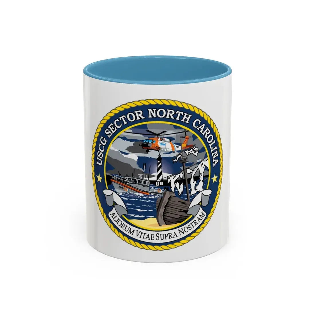 USCG Secctor North Carolina (U.S. Coast Guard) Accent Coffee Mug 11oz Light Blue - Go Mug Yourself