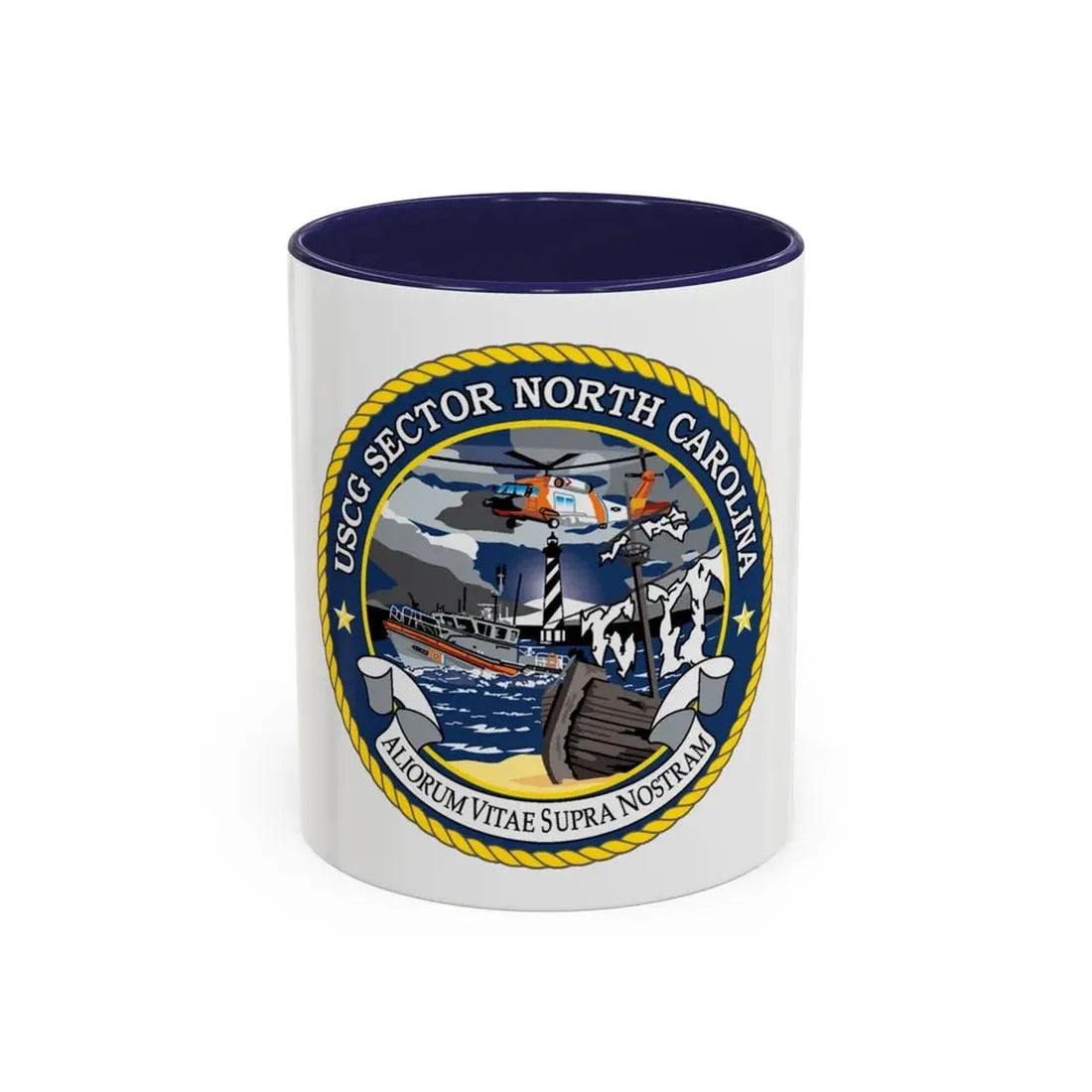 USCG Secctor North Carolina (U.S. Coast Guard) Accent Coffee Mug 11oz Navy - Go Mug Yourself