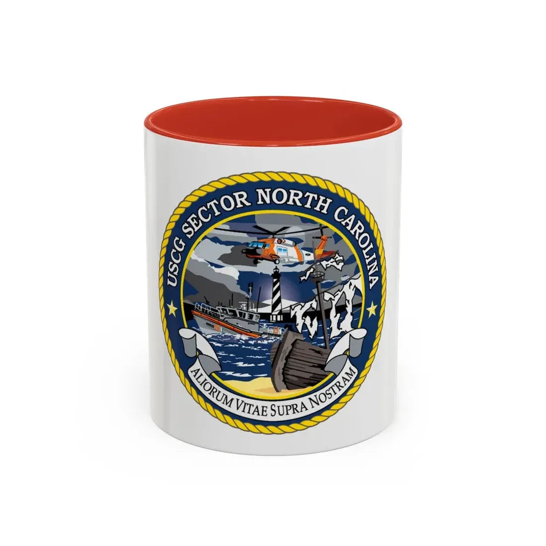 USCG Secctor North Carolina (U.S. Coast Guard) Accent Coffee Mug 11oz Red - Go Mug Yourself