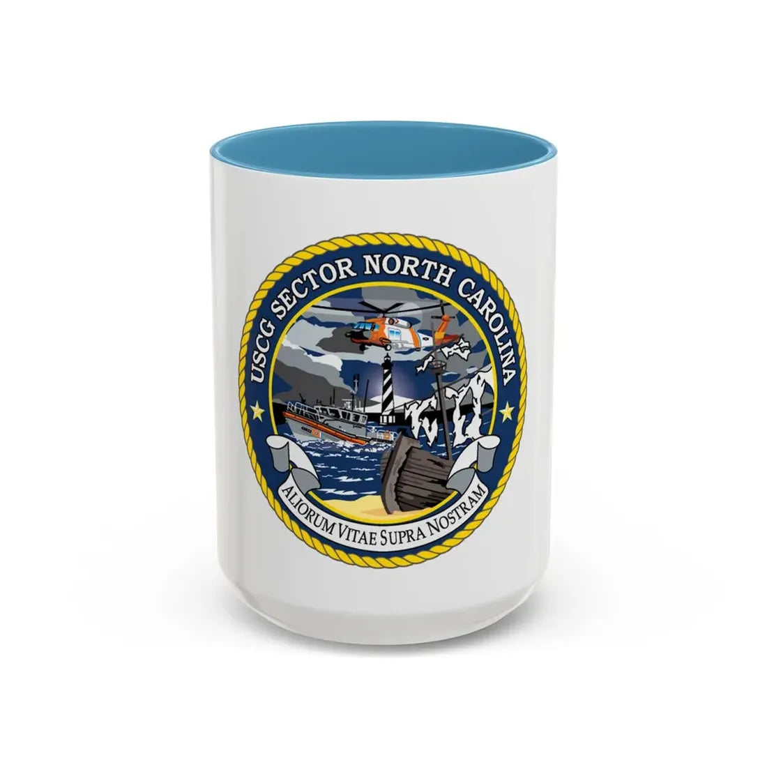 USCG Secctor North Carolina (U.S. Coast Guard) Accent Coffee Mug 15oz Light Blue - Go Mug Yourself