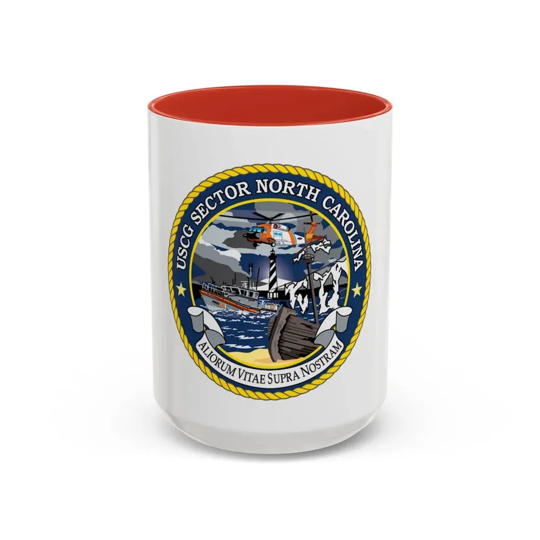 USCG Secctor North Carolina (U.S. Coast Guard) Accent Coffee Mug 15oz Red - Go Mug Yourself