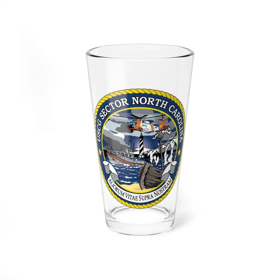 USCG Secctor North Carolina (U.S. Coast Guard) Pint Glass 16oz 16oz - Go Mug Yourself