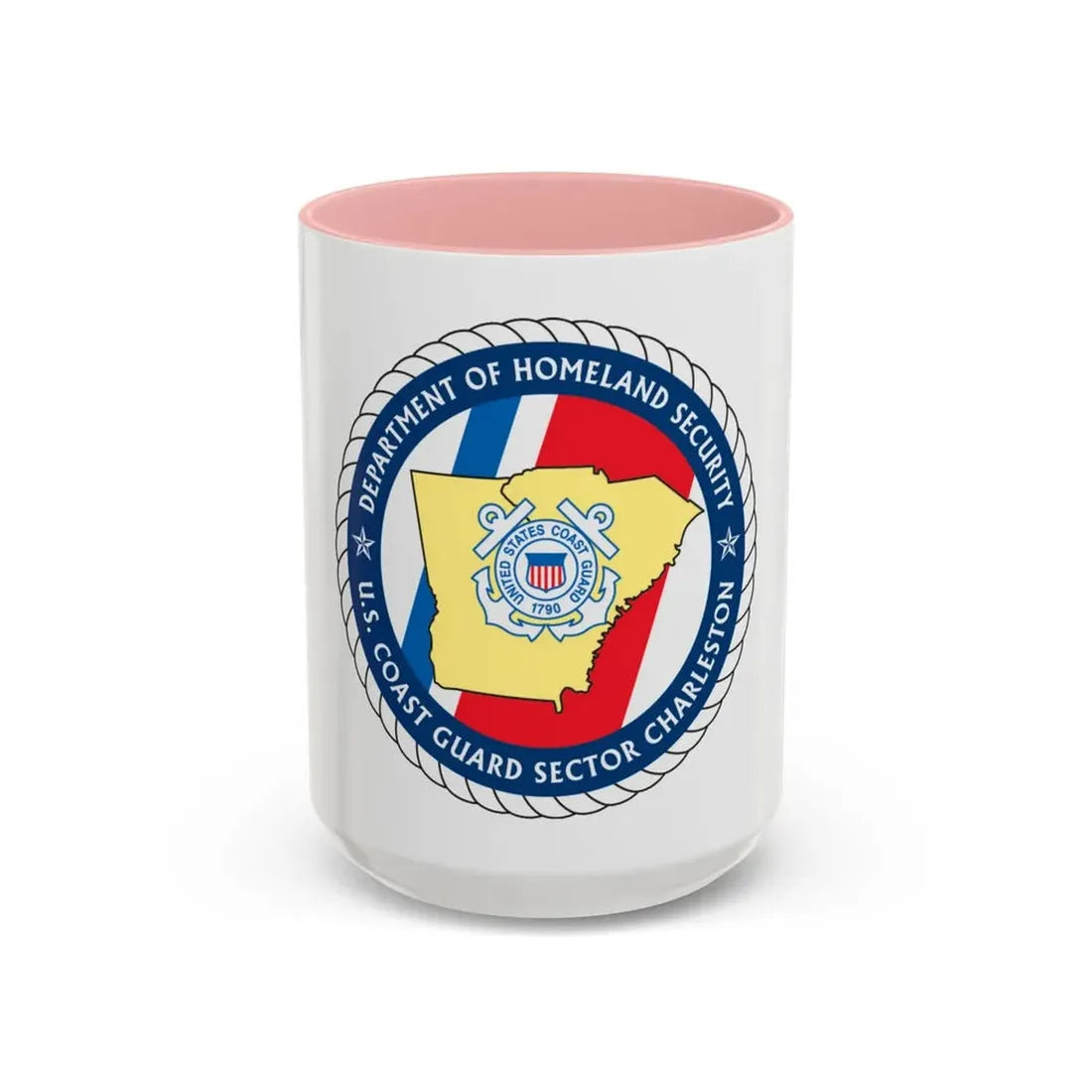 USCG Sector Charleston DHS (U.S. Coast Guard) Accent Coffee Mug 15oz Pink - Go Mug Yourself