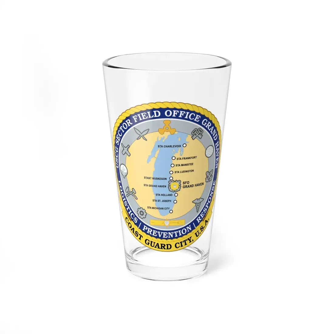 USCG Sector Field Office Grand Haven (U.S. Coast Guard) Pint Glass 16oz 16oz - Go Mug Yourself