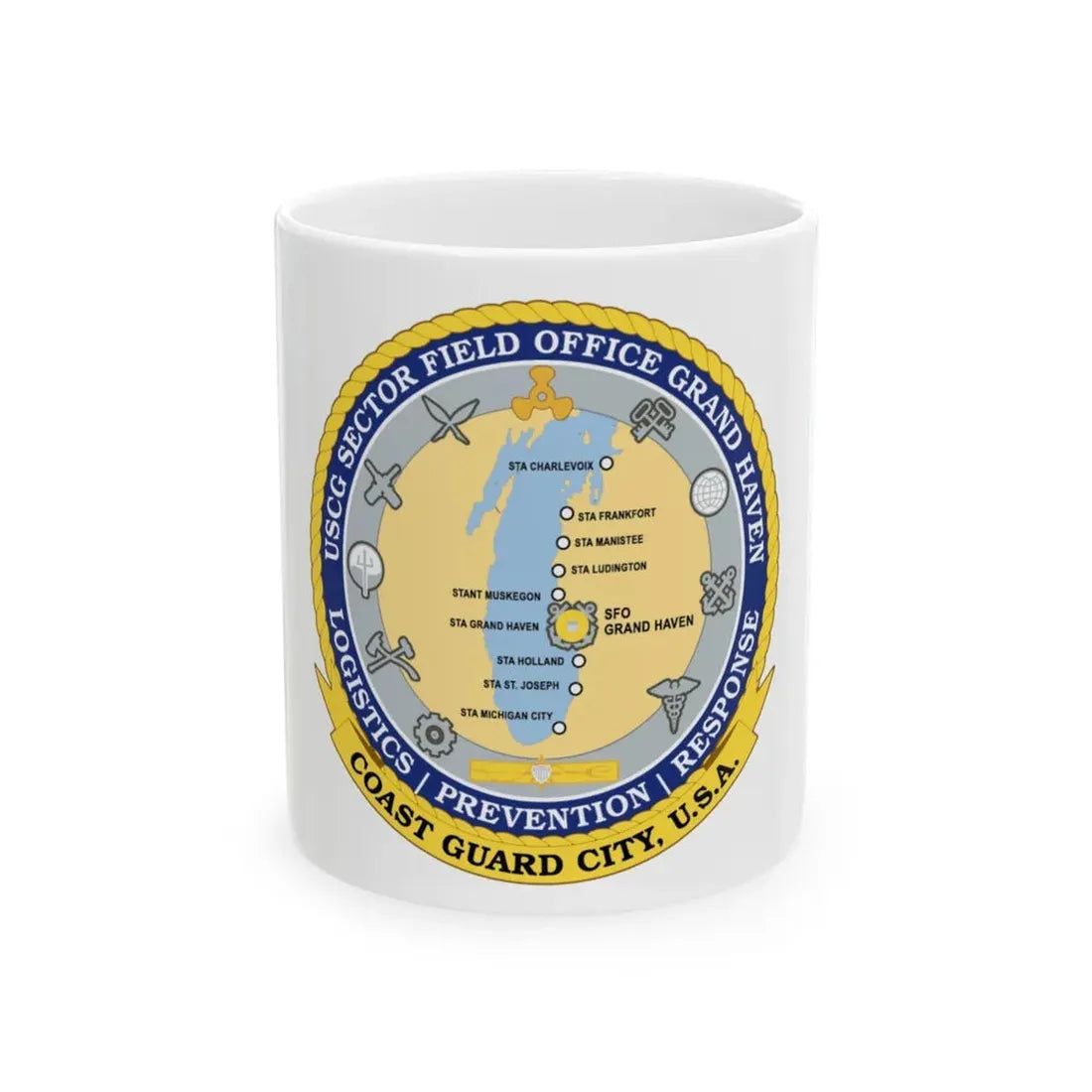 USCG Sector Field Office Grand Haven (U.S. Coast Guard) White Coffee Mug 11oz - Go Mug Yourself