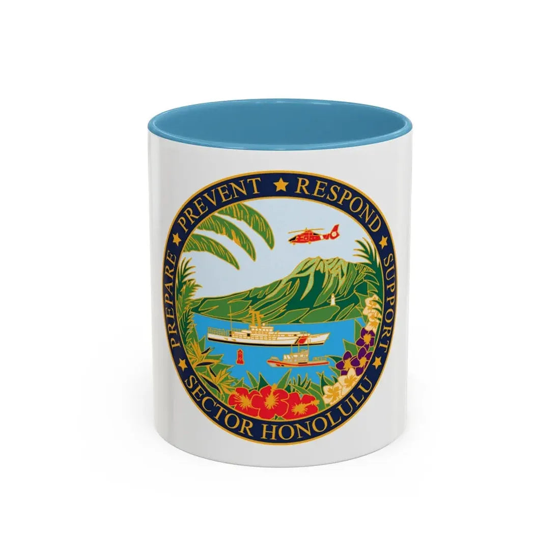 USCG Sector Honolulu (U.S. Coast Guard) Accent Coffee Mug 11oz Light Blue - Go Mug Yourself