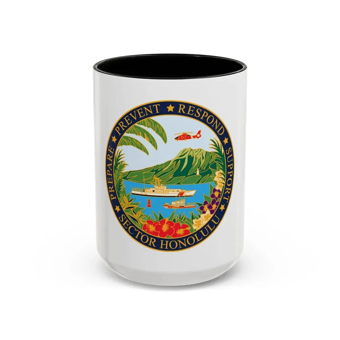 USCG Sector Honolulu (U.S. Coast Guard) Accent Coffee Mug 15oz Black - Go Mug Yourself