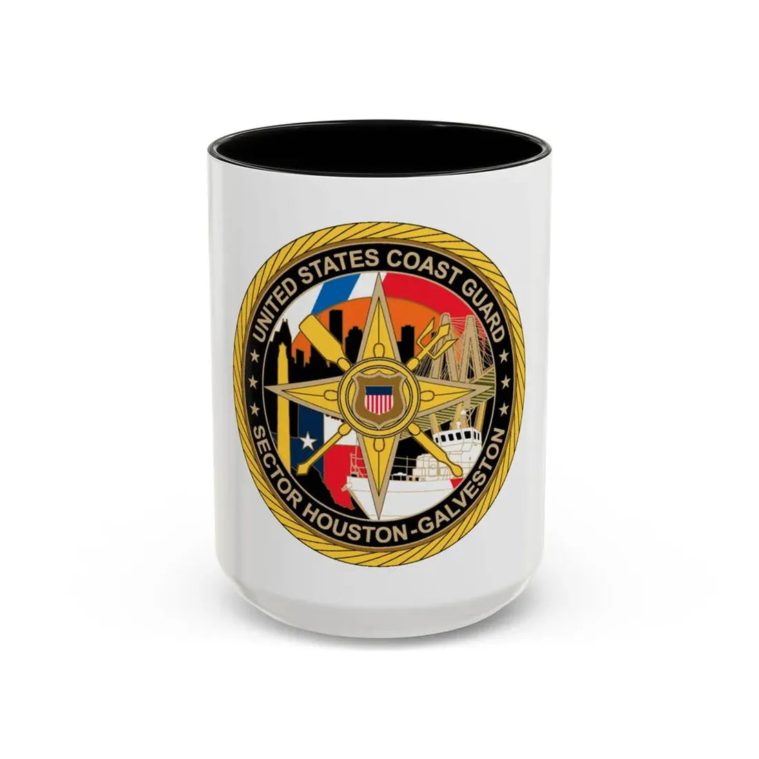 USCG Sector Houston Galveston Wardroom (U.S. Coast Guard) Accent Coffee Mug 15oz Black - Go Mug Yourself