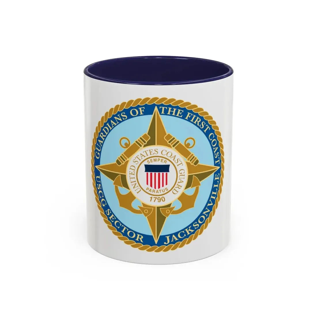 USCG Sector Jacksonville Guardians of the first coast (U.S. Coast Guard) Accent Coffee Mug 11oz Navy - Go Mug Yourself