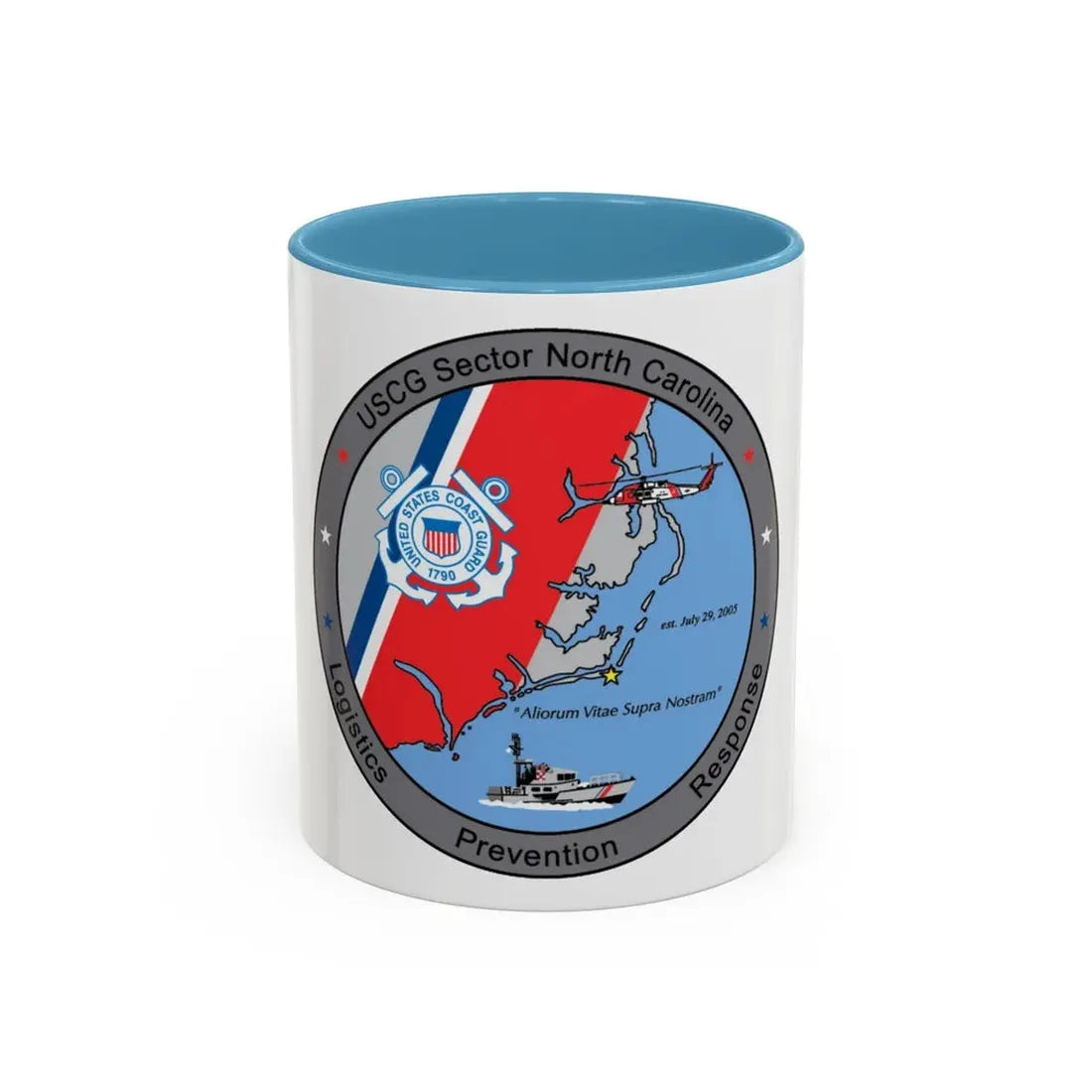 USCG Sector North Carolina (U.S. Coast Guard) Accent Coffee Mug 11oz Light Blue - Go Mug Yourself