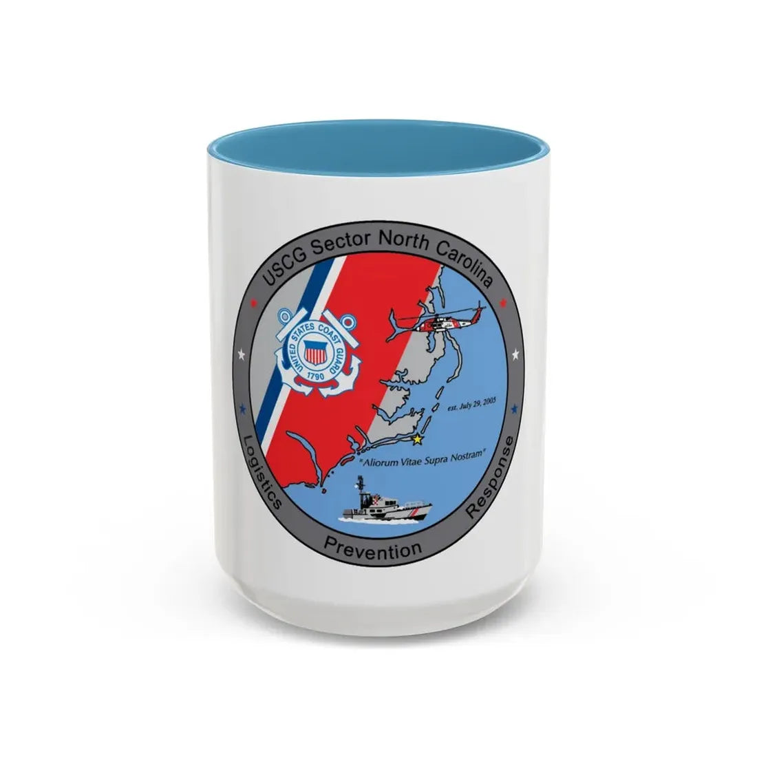 USCG Sector North Carolina (U.S. Coast Guard) Accent Coffee Mug 15oz Light Blue - Go Mug Yourself