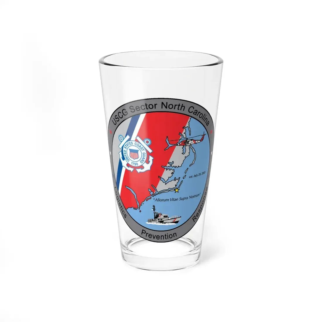 USCG Sector North Carolina (U.S. Coast Guard) Pint Glass 16oz 16oz - Go Mug Yourself
