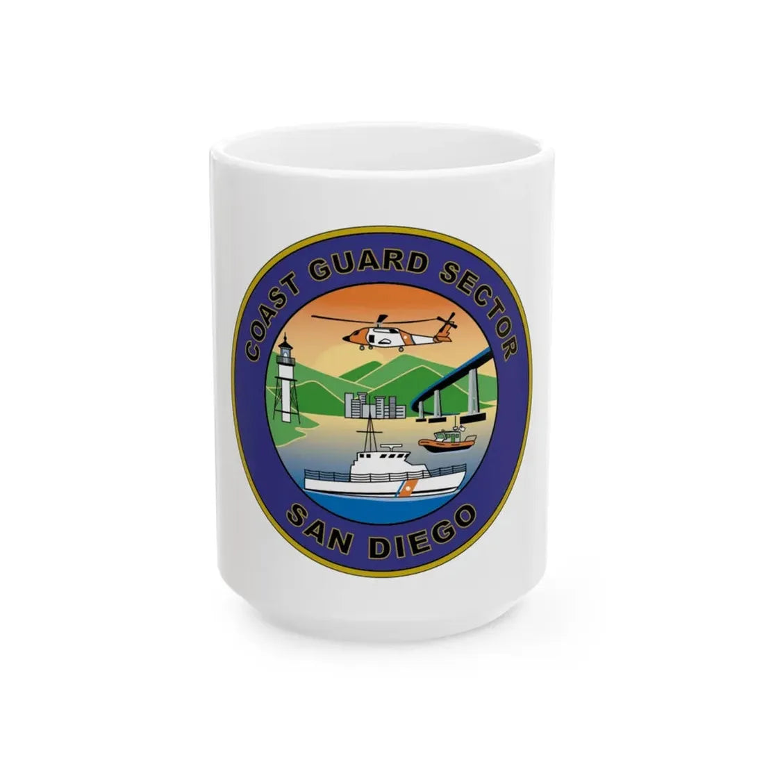 USCG Sector San Diego NEW 07 (U.S. Coast Guard) White Coffee Mug 15oz - Go Mug Yourself