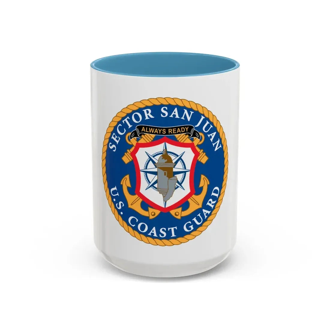 USCG Sector San Juan (U.S. Coast Guard) Accent Coffee Mug 15oz Light Blue - Go Mug Yourself
