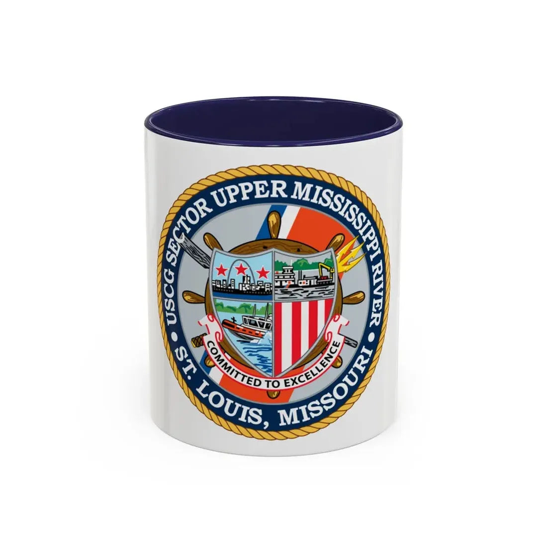 USCG Sector Upper Mississippi River (U.S. Coast Guard) Accent Coffee Mug 11oz Navy - Go Mug Yourself