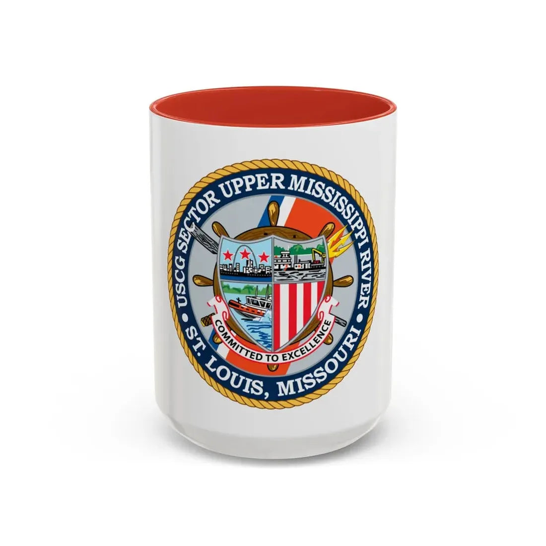 USCG Sector Upper Mississippi River (U.S. Coast Guard) Accent Coffee Mug 15oz Red - Go Mug Yourself