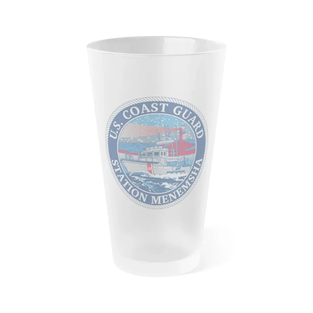 USCG STA MENEMSHA (U.S. Coast Guard) Frosted Pint Glass 16oz Default Title - Go Mug Yourself