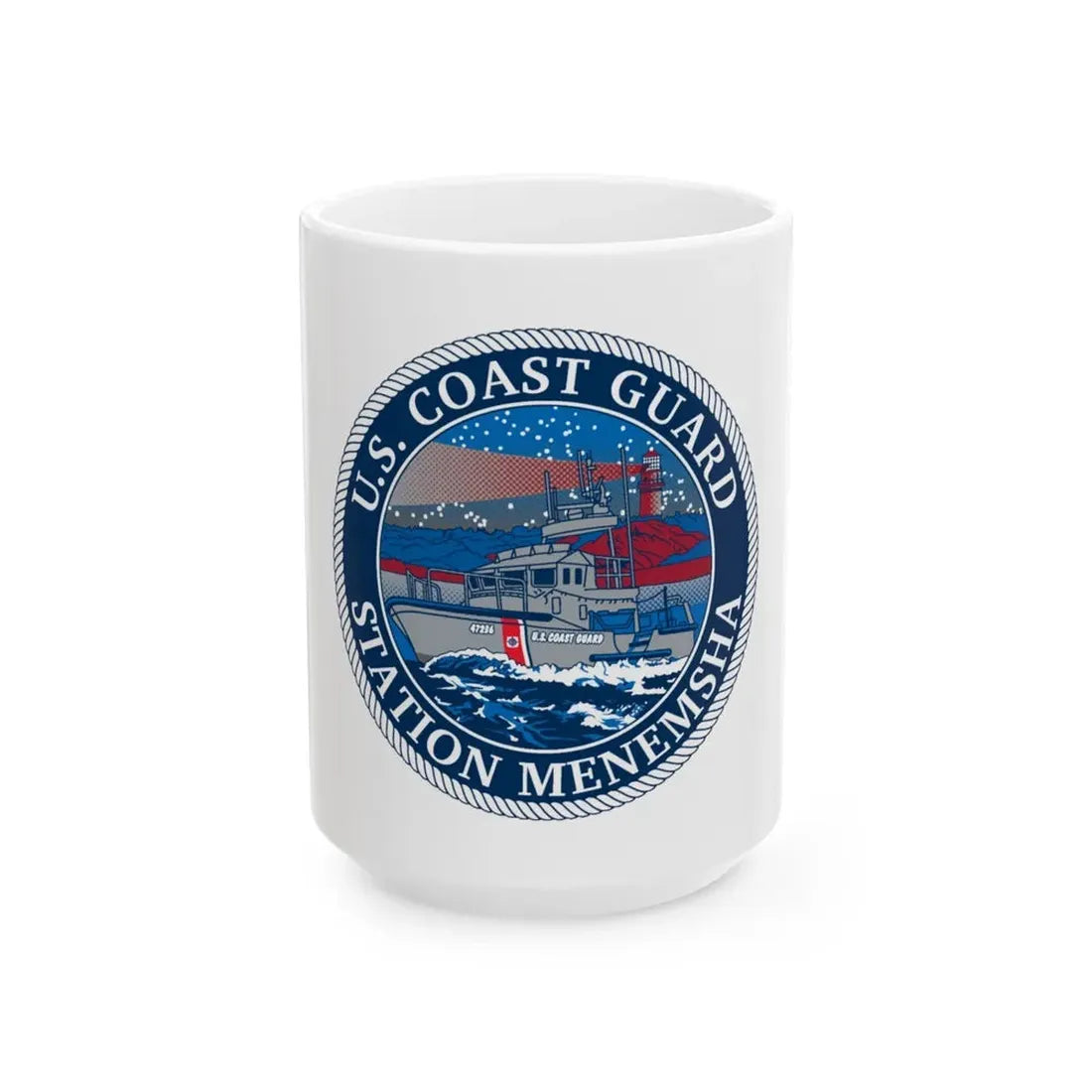 USCG STA MENEMSHA (U.S. Coast Guard) White Coffee Mug 15oz - Go Mug Yourself