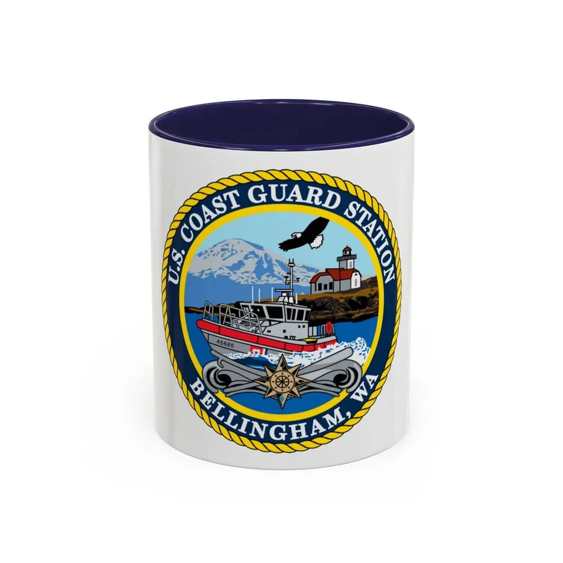 USCG Station Bellingham WA (U.S. Coast Guard) Accent Coffee Mug 11oz Navy - Go Mug Yourself