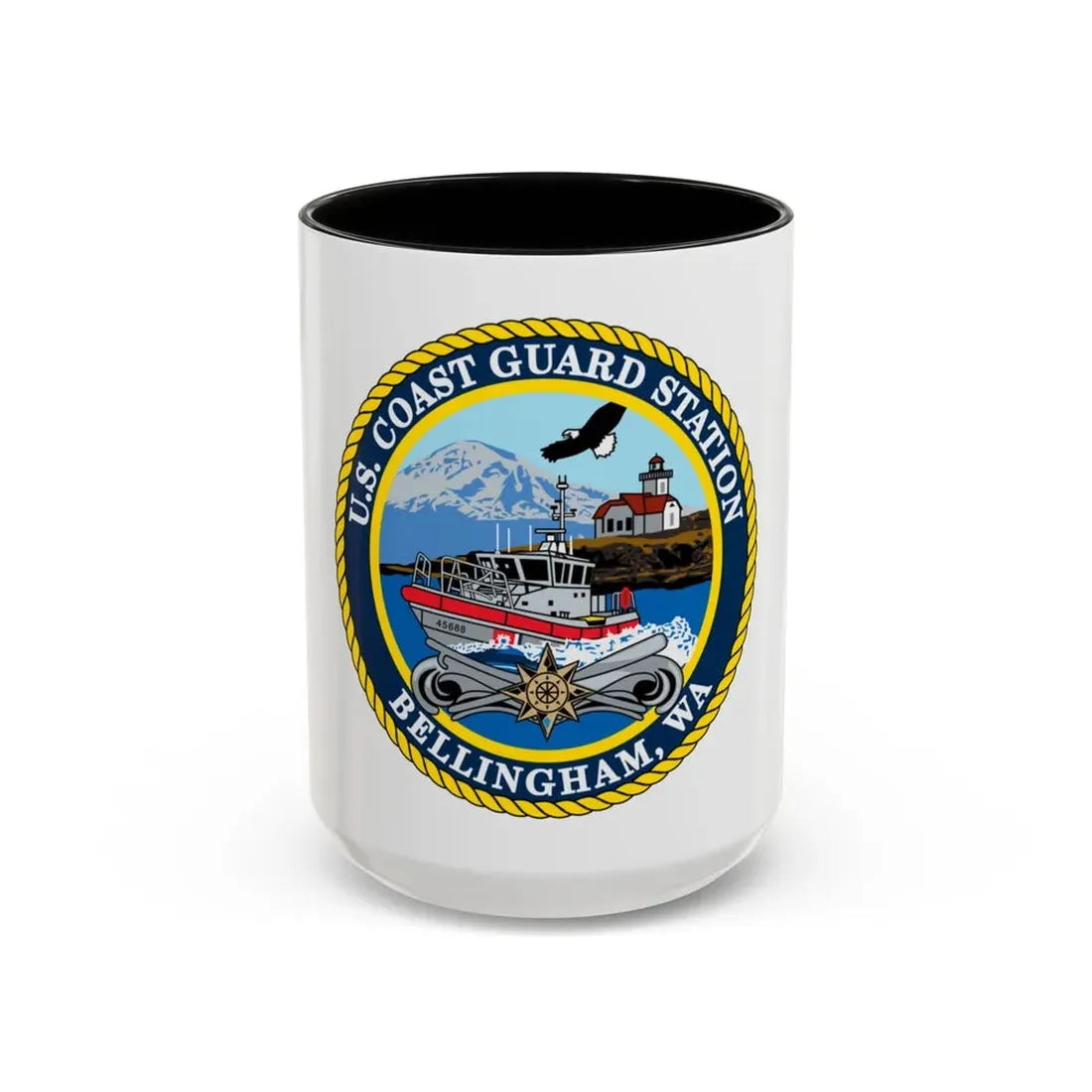 USCG Station Bellingham WA (U.S. Coast Guard) Accent Coffee Mug 15oz Black - Go Mug Yourself