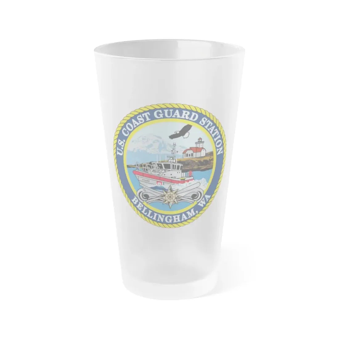 USCG Station Bellingham WA (U.S. Coast Guard) Frosted Pint Glass 16oz Default Title - Go Mug Yourself