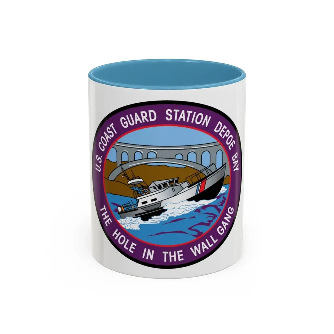 USCG Station Depoe Bay (U.S. Coast Guard) Accent Coffee Mug 11oz Light Blue - Go Mug Yourself