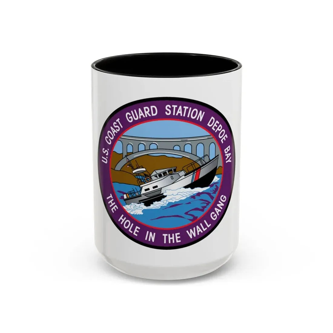 USCG Station Depoe Bay (U.S. Coast Guard) Accent Coffee Mug 15oz Black - Go Mug Yourself