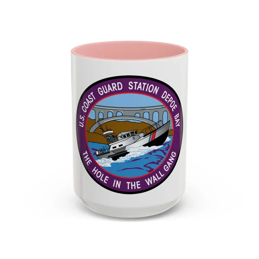 USCG Station Depoe Bay (U.S. Coast Guard) Accent Coffee Mug 15oz Pink - Go Mug Yourself