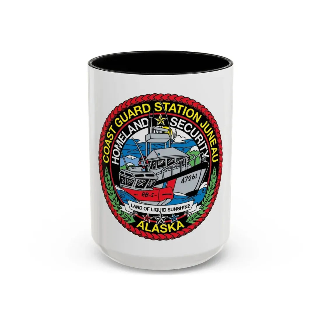 USCG Station Juneau Alaska Homeland Security (U.S. Coast Guard) Accent Coffee Mug 15oz Black - Go Mug Yourself