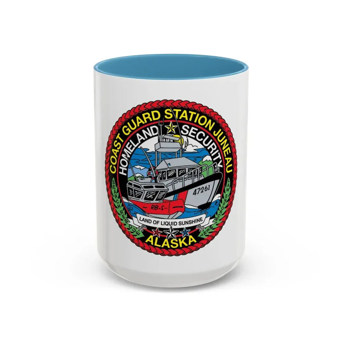 USCG Station Juneau Alaska Homeland Security (U.S. Coast Guard) Accent Coffee Mug 15oz Light Blue - Go Mug Yourself