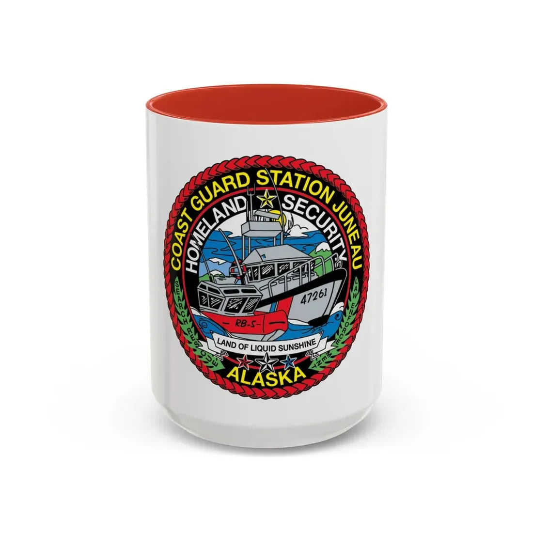 USCG Station Juneau Alaska Homeland Security (U.S. Coast Guard) Accent Coffee Mug 15oz Red - Go Mug Yourself