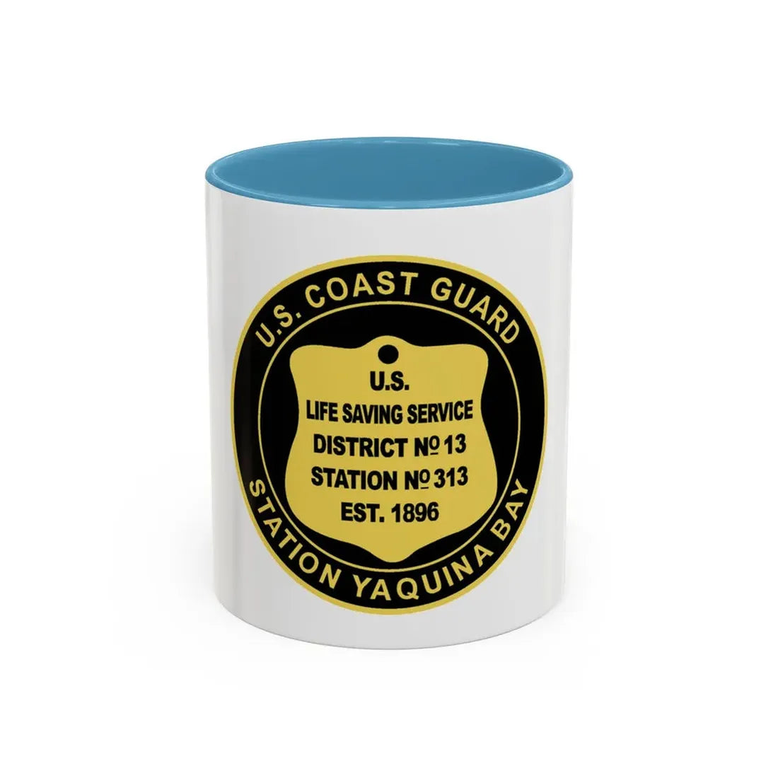 USCG Station Yaquina Bay (U.S. Coast Guard) Accent Coffee Mug 11oz Light Blue - Go Mug Yourself