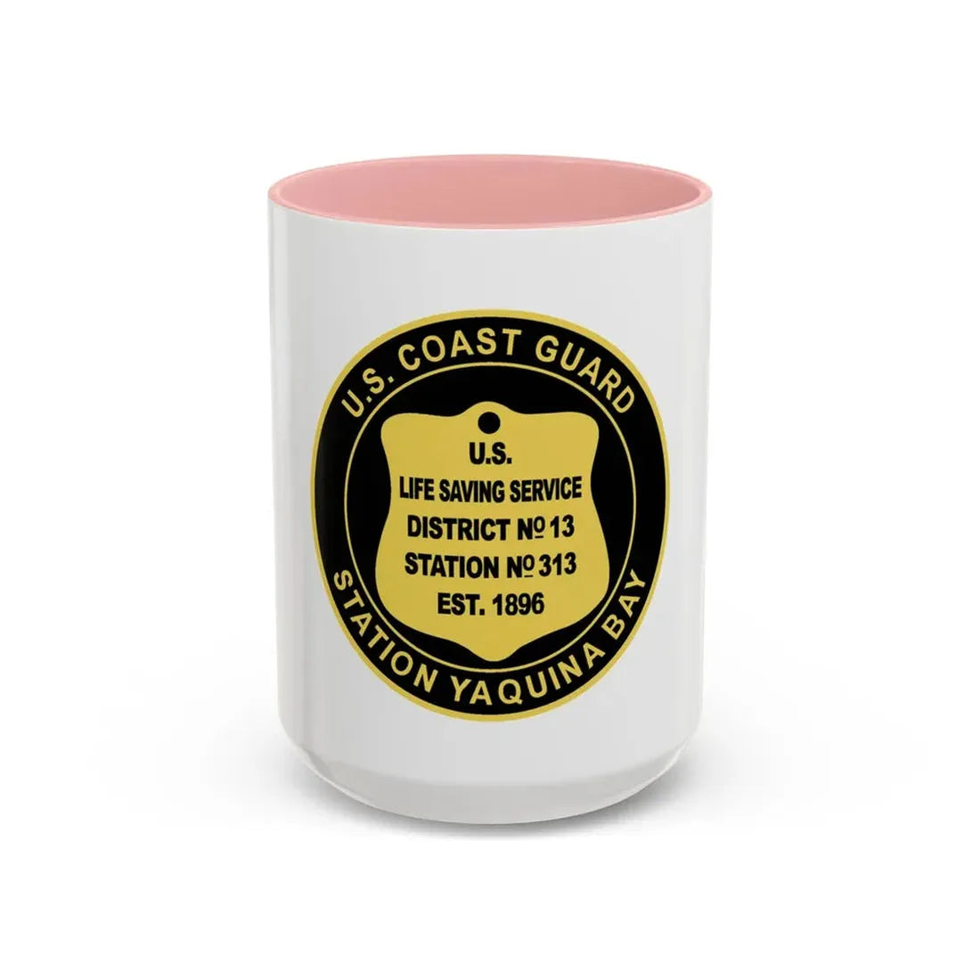 USCG Station Yaquina Bay (U.S. Coast Guard) Accent Coffee Mug 15oz Pink - Go Mug Yourself