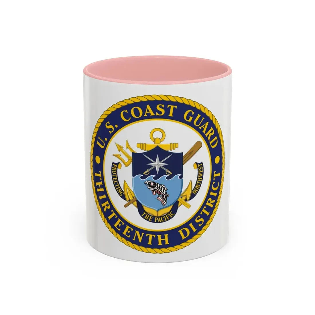 USCG Thirteenth District (U.S. Coast Guard) Accent Coffee Mug 11oz Pink - Go Mug Yourself
