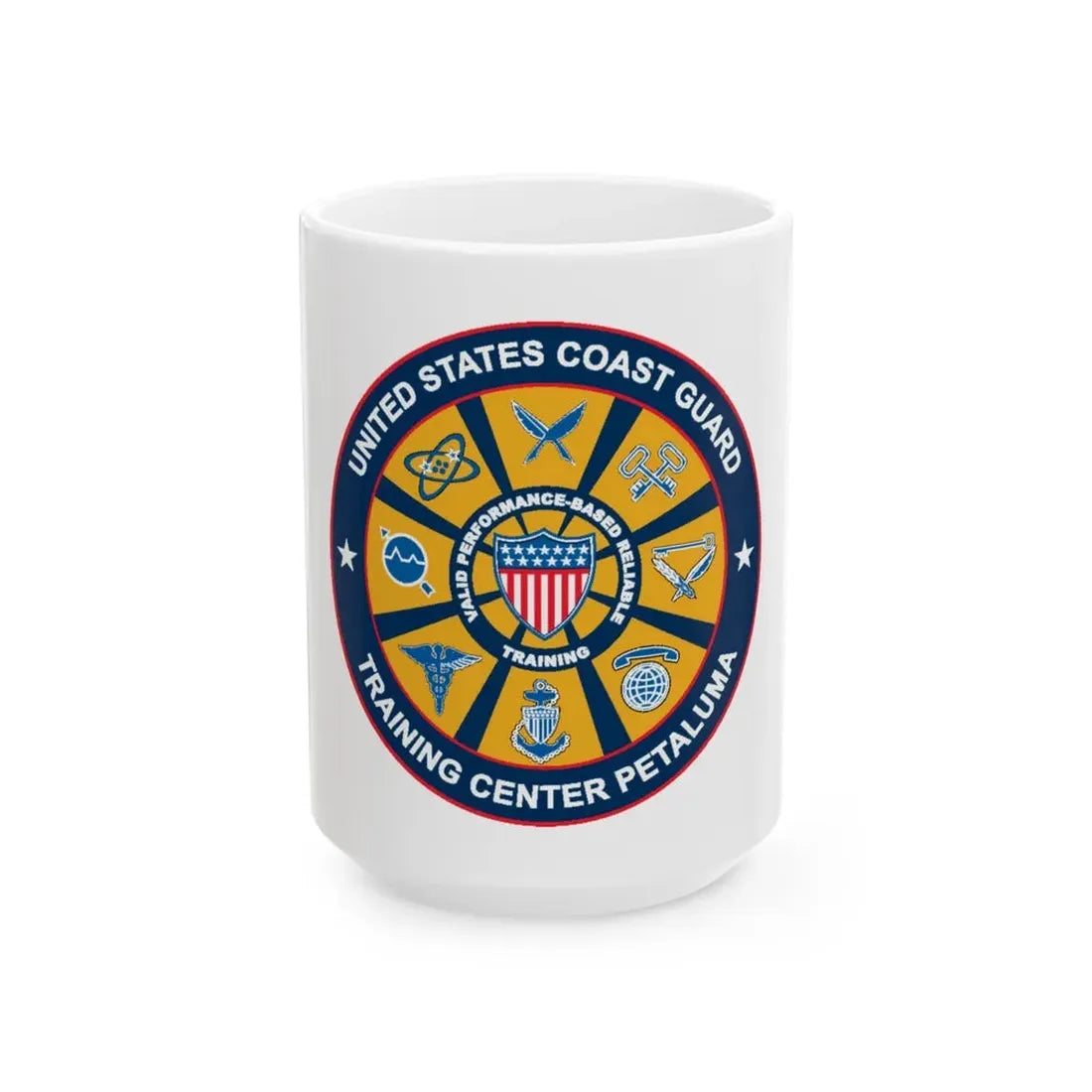 USCG Training Center Petaluma (U.S. Coast Guard) White Coffee Mug 15oz - Go Mug Yourself