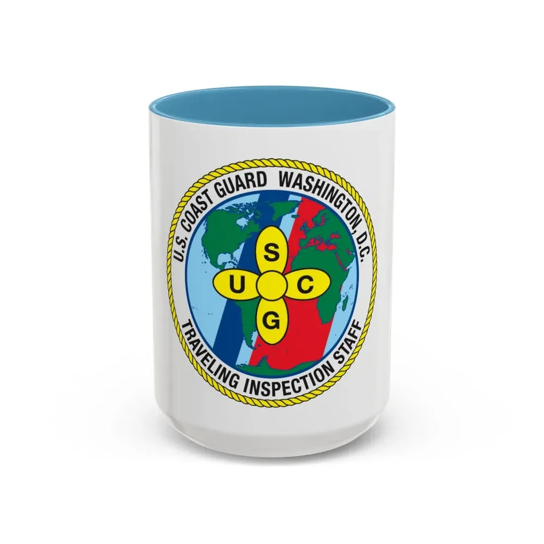 USCG Washington DC Traveling Inspection Staff (U.S. Coast Guard) Accent Coffee Mug 15oz Light Blue - Go Mug Yourself