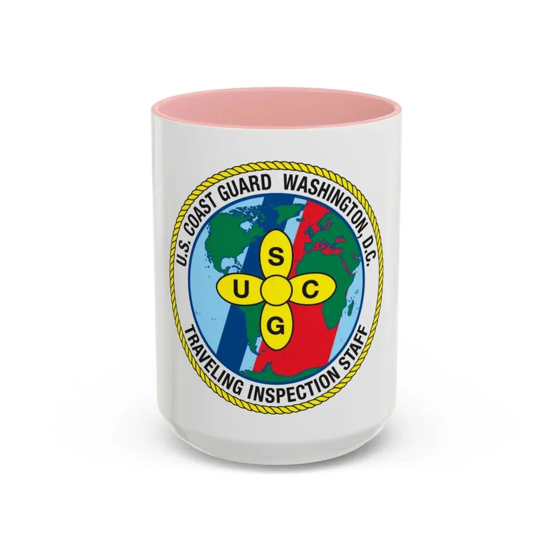 USCG Washington DC Traveling Inspection Staff (U.S. Coast Guard) Accent Coffee Mug 15oz Pink - Go Mug Yourself