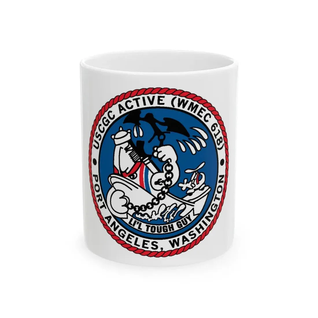 USCGC Active WMEC 618 Port Angeles WA (U.S. Coast Guard) White Coffee Mug 11oz - Go Mug Yourself