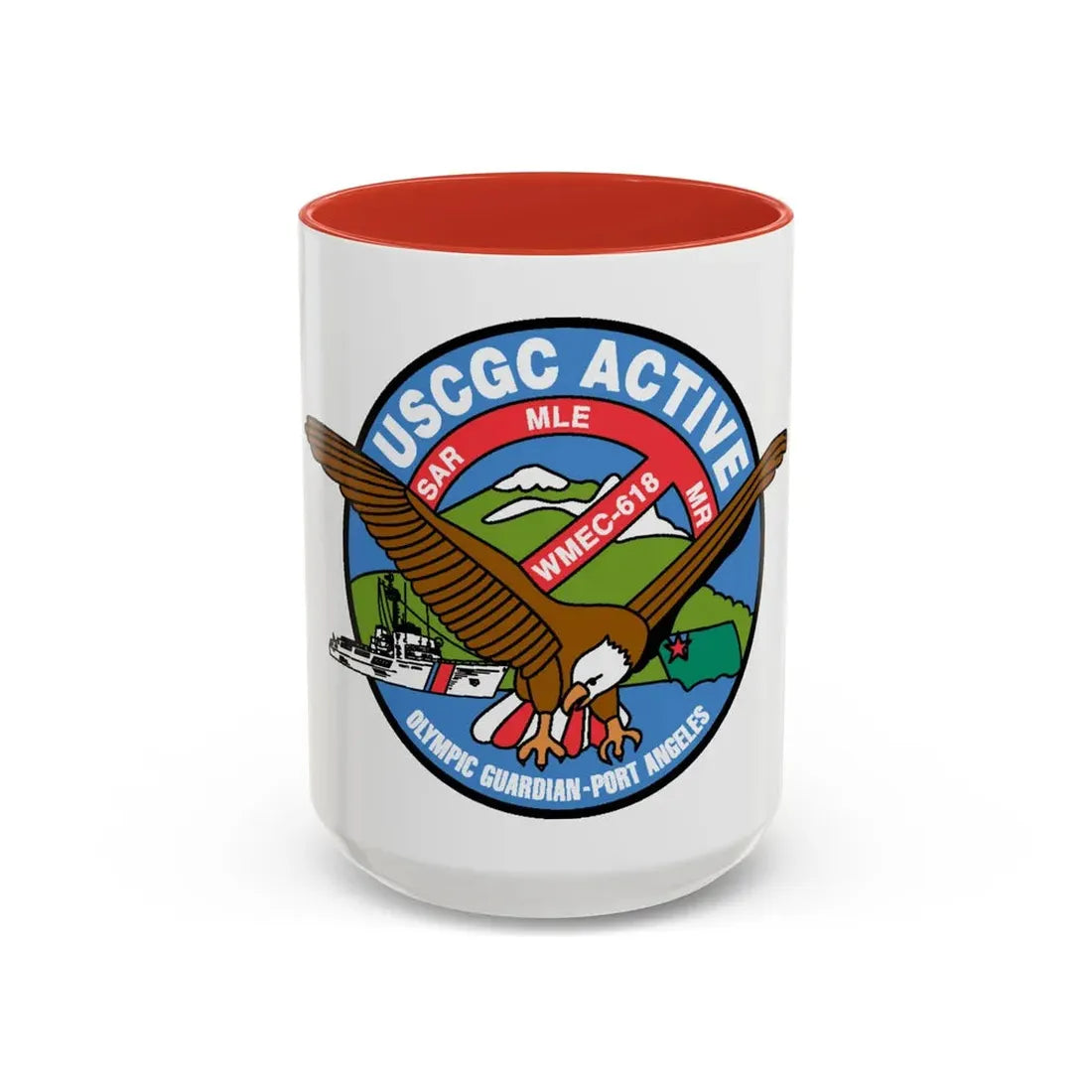 USCGC Active WMEC 618 (U.S. Coast Guard) Accent Coffee Mug 15oz Red - Go Mug Yourself