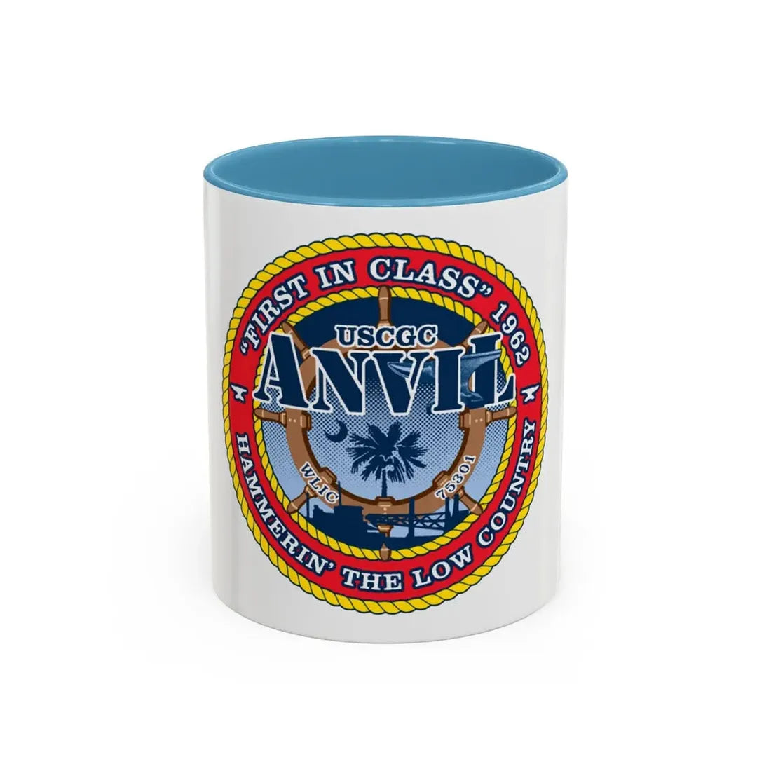 USCGC Anvil WLIC 75301 (U.S. Coast Guard) Accent Coffee Mug 11oz Light Blue - Go Mug Yourself