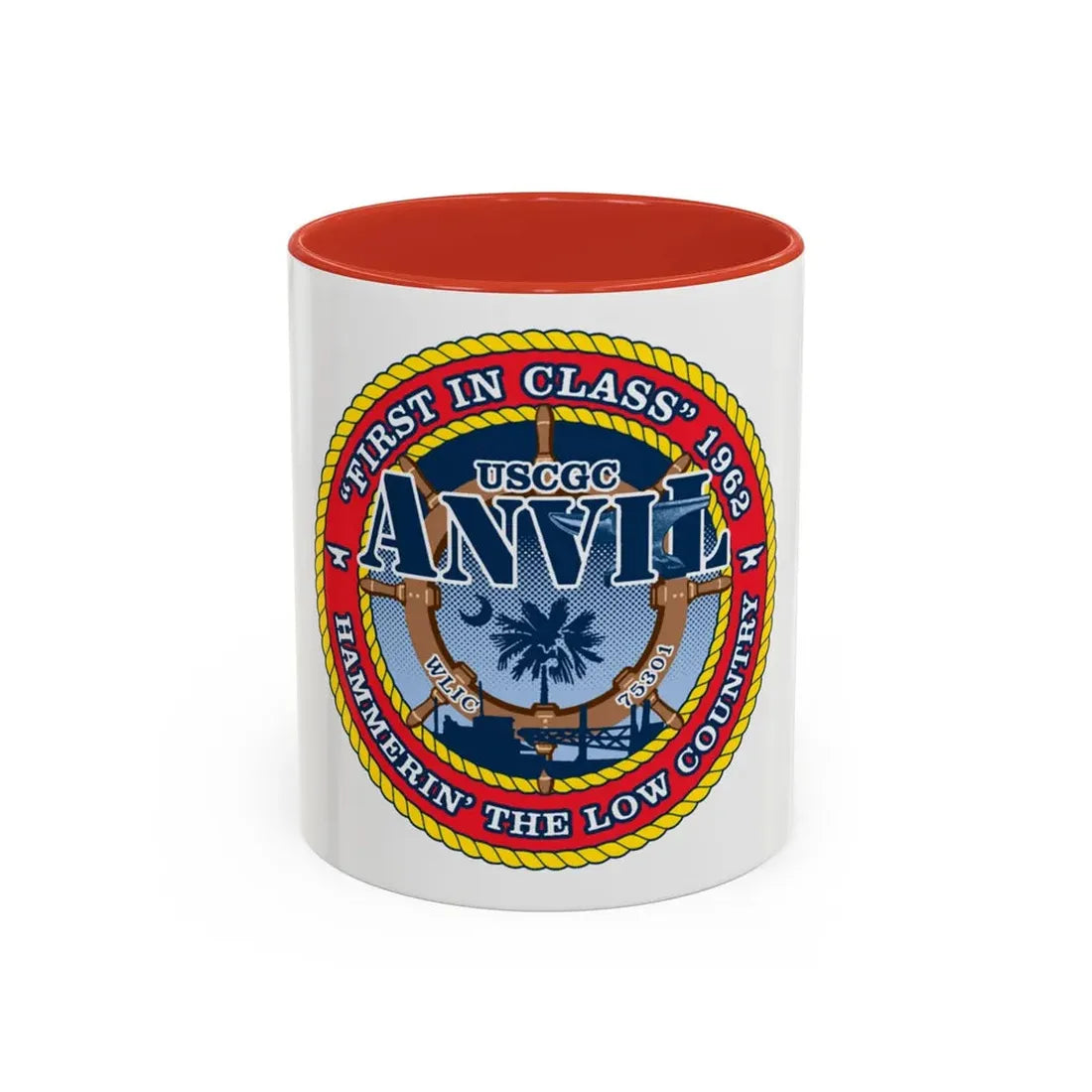 USCGC Anvil WLIC 75301 (U.S. Coast Guard) Accent Coffee Mug 11oz Red - Go Mug Yourself