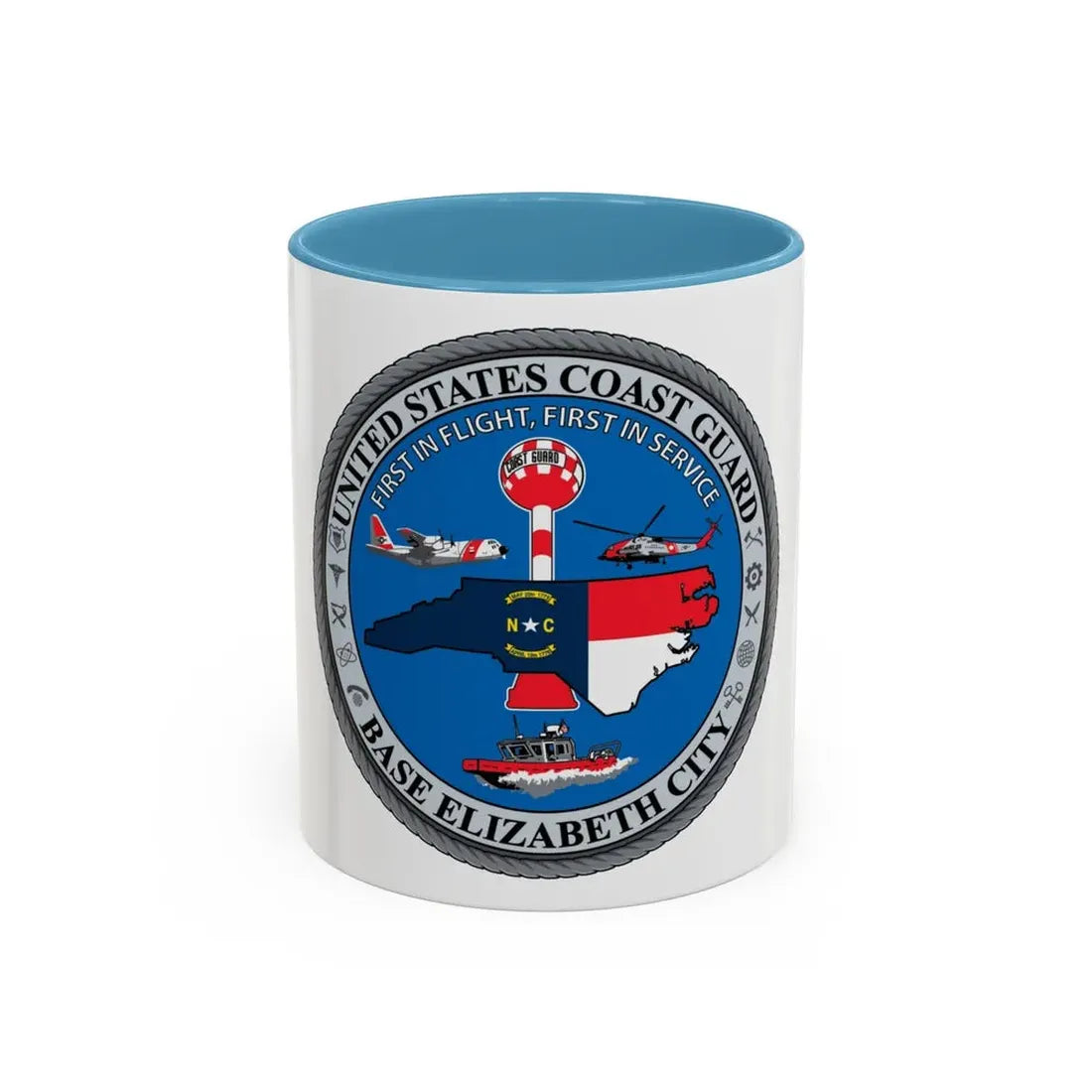 USCGC Base Elizabeth City (U.S. Coast Guard) Accent Coffee Mug 11oz Light Blue - Go Mug Yourself