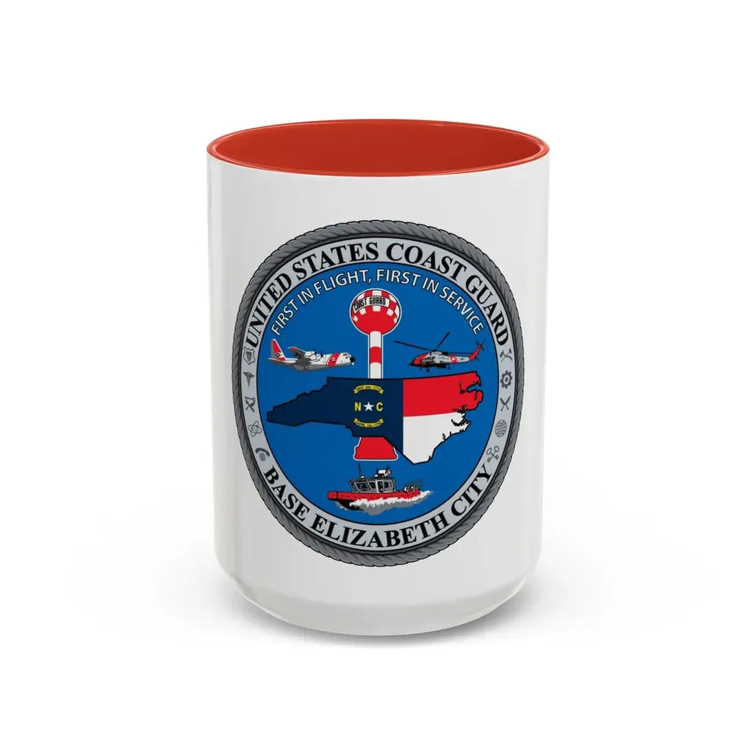 USCGC Base Elizabeth City (U.S. Coast Guard) Accent Coffee Mug 15oz Red - Go Mug Yourself
