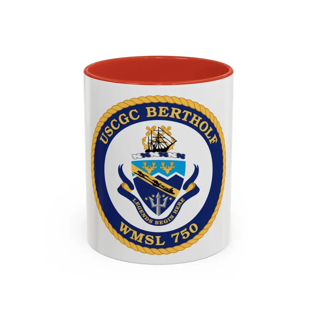 USCGC Bertholf WMSL 750 (U.S. Coast Guard) Accent Coffee Mug 11oz Red - Go Mug Yourself