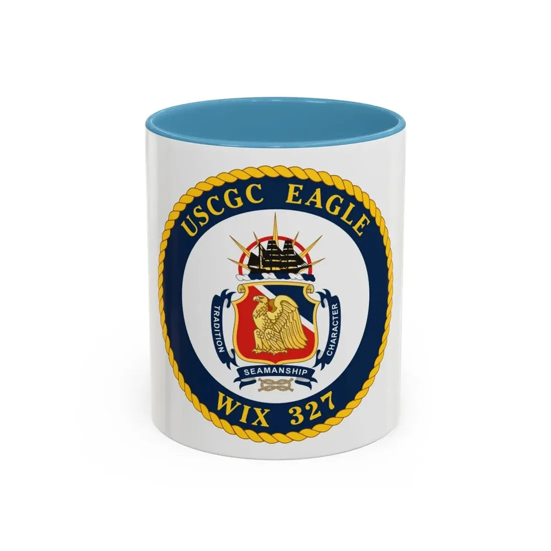 USCGC Eagle WIX 327 (U.S. Coast Guard) Accent Coffee Mug 11oz Light Blue - Go Mug Yourself