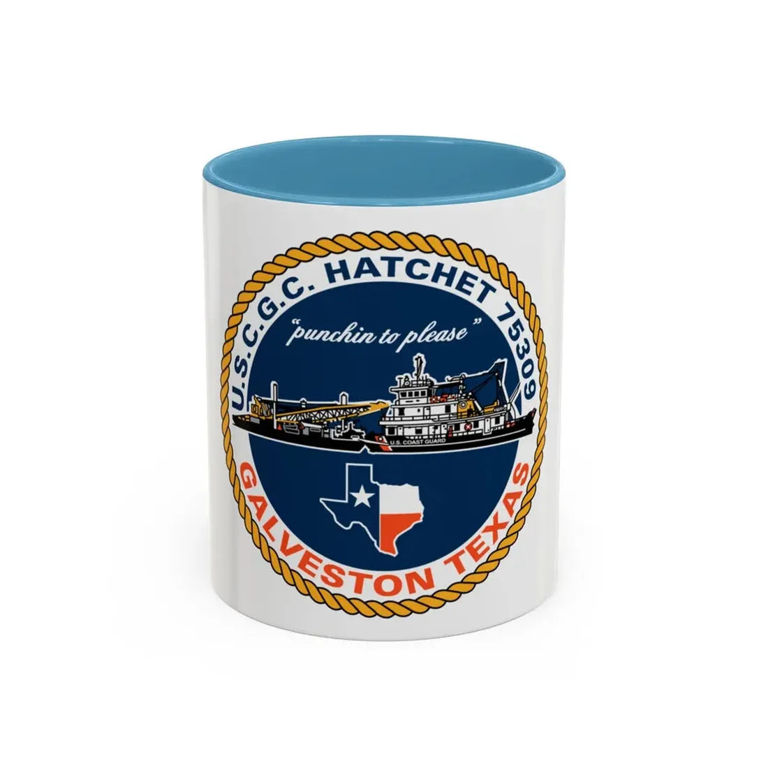 USCGC Hatchet 75309 Galveston TX (U.S. Coast Guard) Accent Coffee Mug 11oz Light Blue - Go Mug Yourself