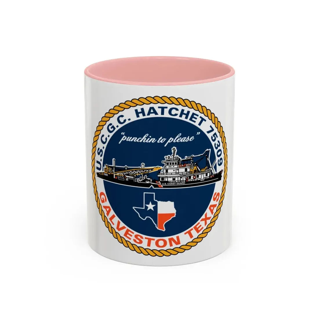 USCGC Hatchet 75309 Galveston TX (U.S. Coast Guard) Accent Coffee Mug 11oz Pink - Go Mug Yourself