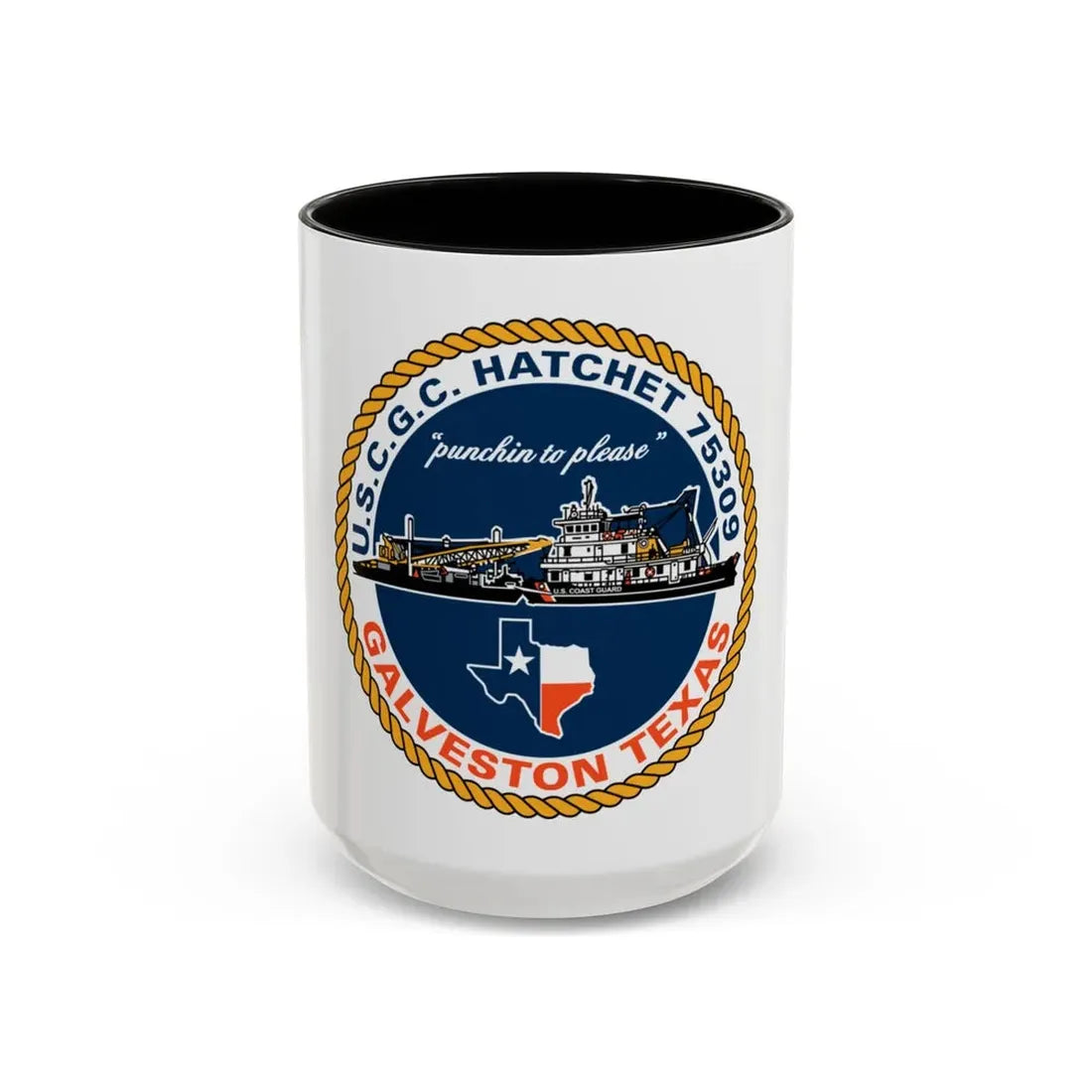 USCGC Hatchet 75309 Galveston TX (U.S. Coast Guard) Accent Coffee Mug 15oz Black - Go Mug Yourself